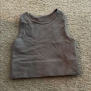 Brown Sleeveless Boxy Crop Tank Top
